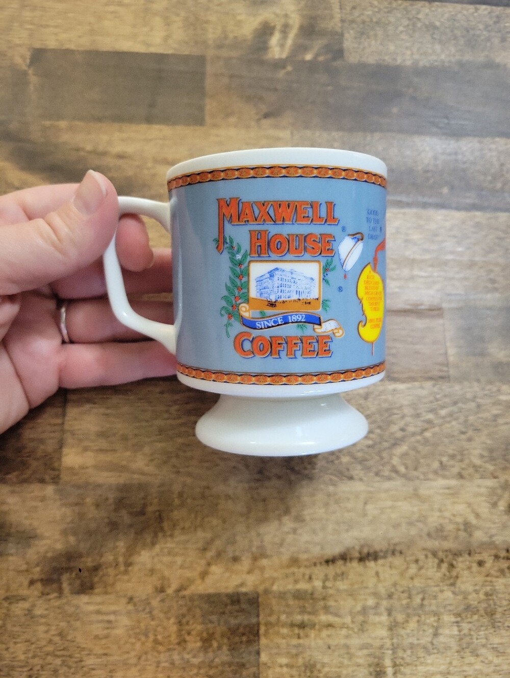Vintage '70's' Maxwell House Coffee Pedestal Footed Mug Cup